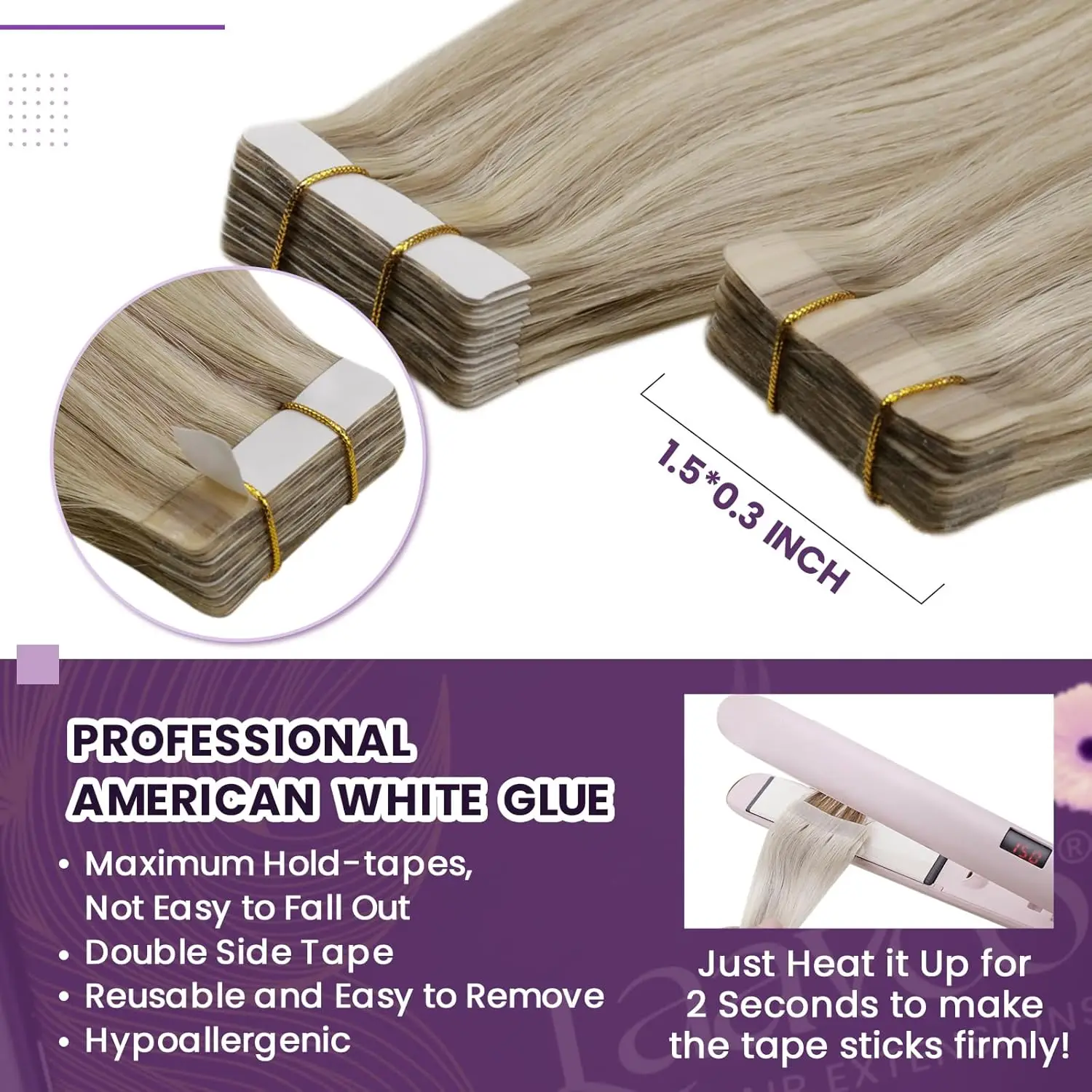 Laavoo Human Hair Remy Tape in Extensions 100% Real Highlight Piano Color Natural Hair Tape in Extension Straight 20P&40P