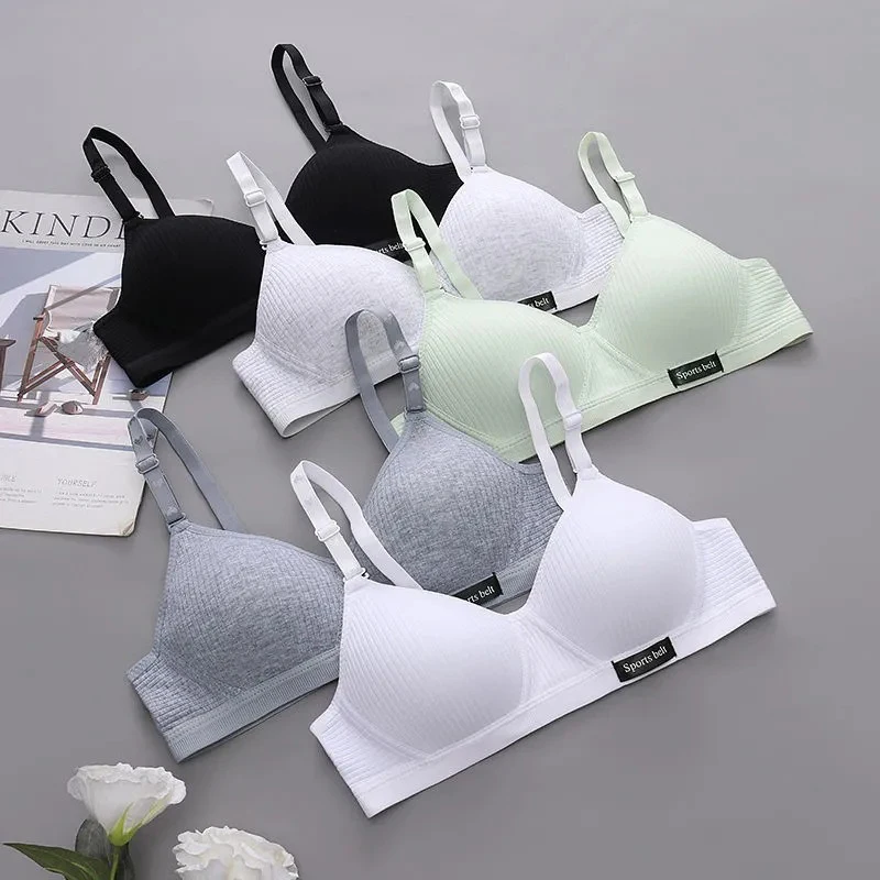 

Gather Without Steel Ring Brassiere Support Invisible Push Up Bra Puberty Comfortable Cotton Underwear Cover For Girs Teenagers