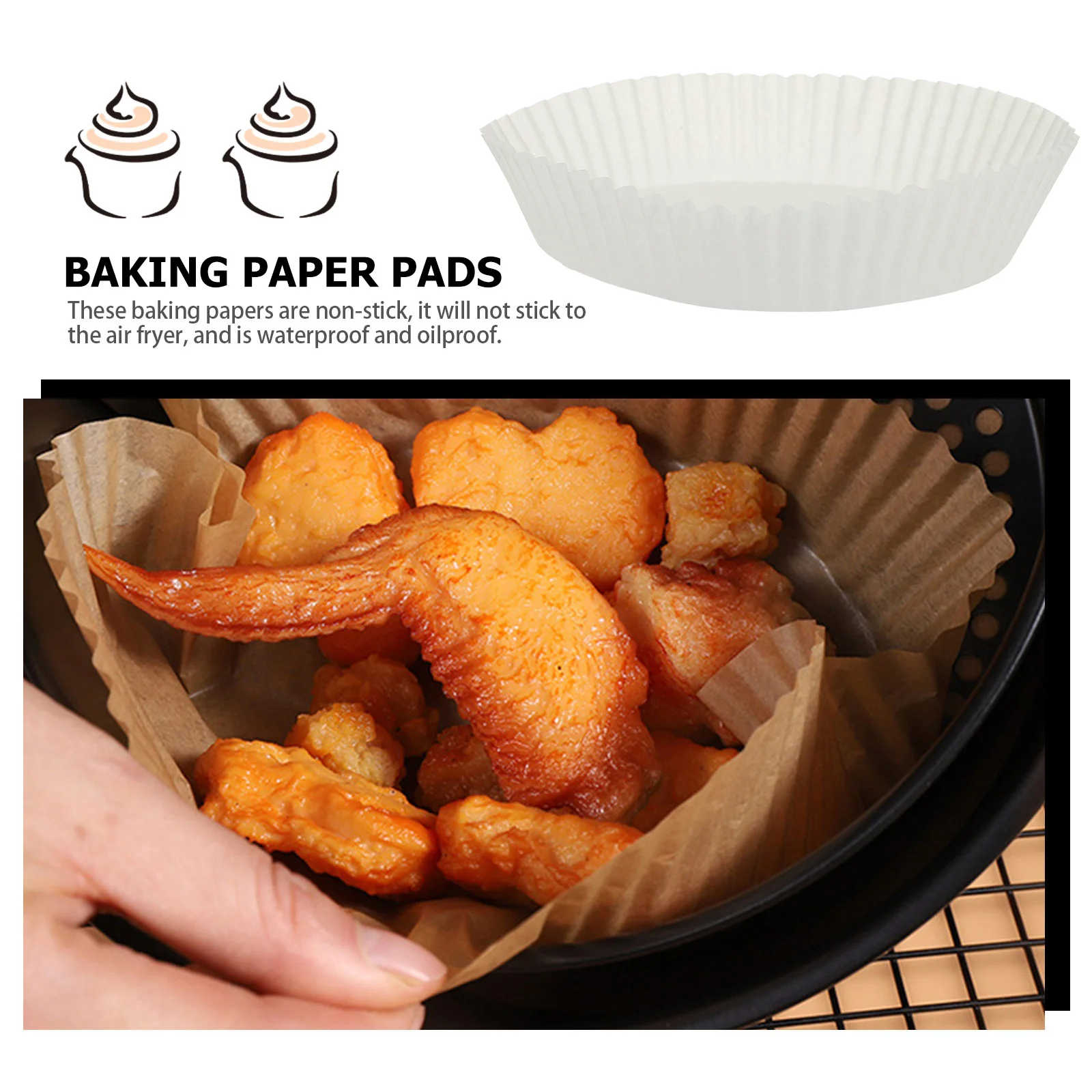 50 Pcs Air Fryer Airfryer Cooking Paper Liners for Supply Disposable Food Parchment Baking White Accessories