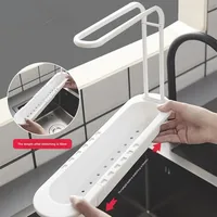 Étagère télescopique de vidange d'eau 36-50cm, organisateur d'évier, porte-savon, éponge, porte-serviettes, Gadgets de cuisine, panier de rangement, accessoires 3
