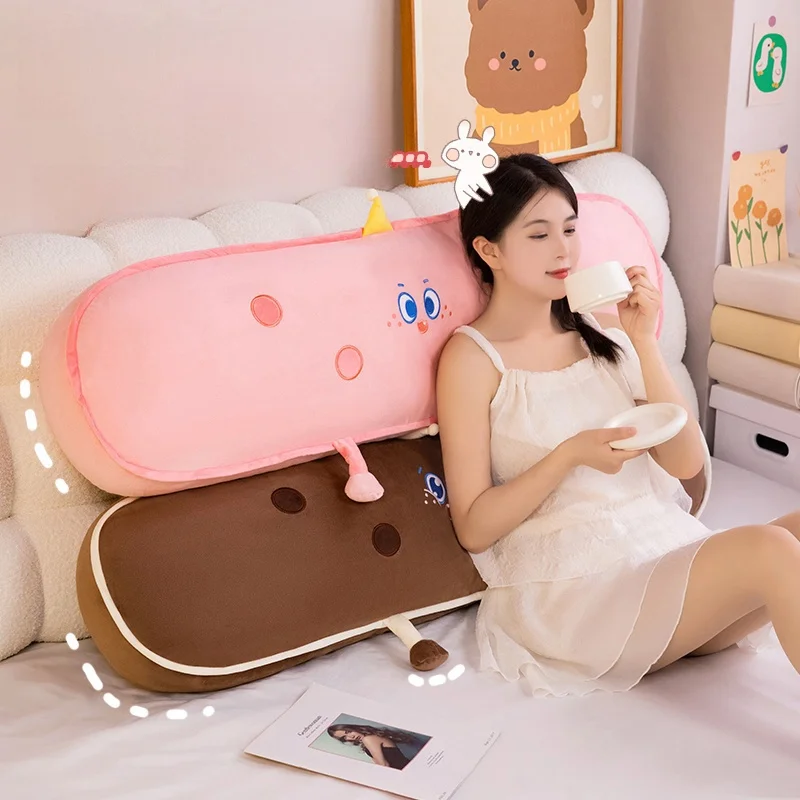 Big Size Cartoon Food Series Plush Toy Soothing Long Pillow For Bedroom Sofa Chocolate Cheese Strawberry Blueberry Taste Cushion 3