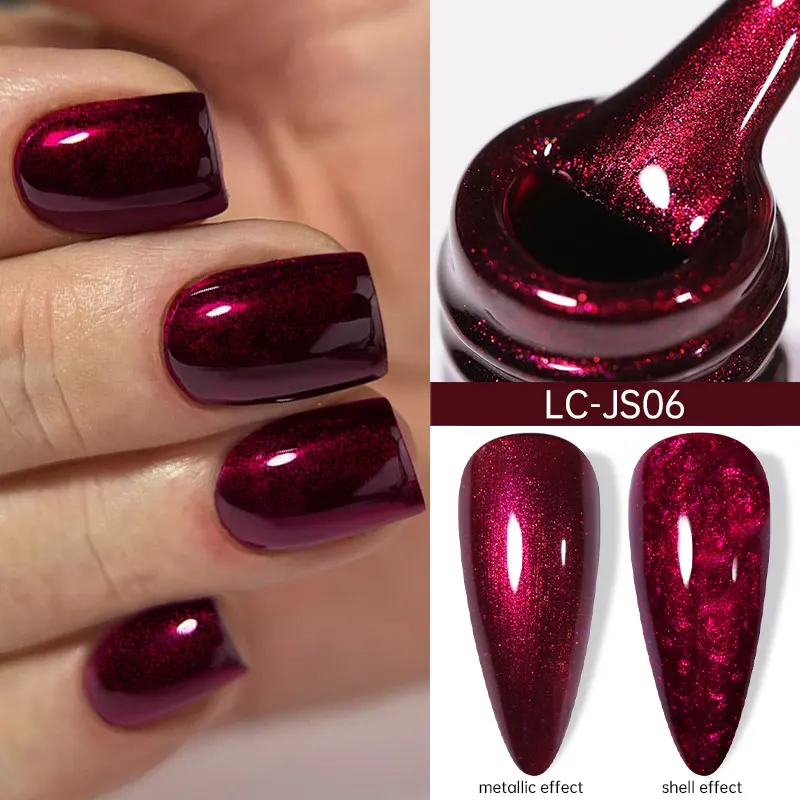 LILYCUTE 7 ml Metallic-Gel-Nagellack, roter Chrom-Effekt, Soak Off UV-Gel-Lack, semi-permanent, für Nagelkunst, Maniküre, Basis, Decklack
