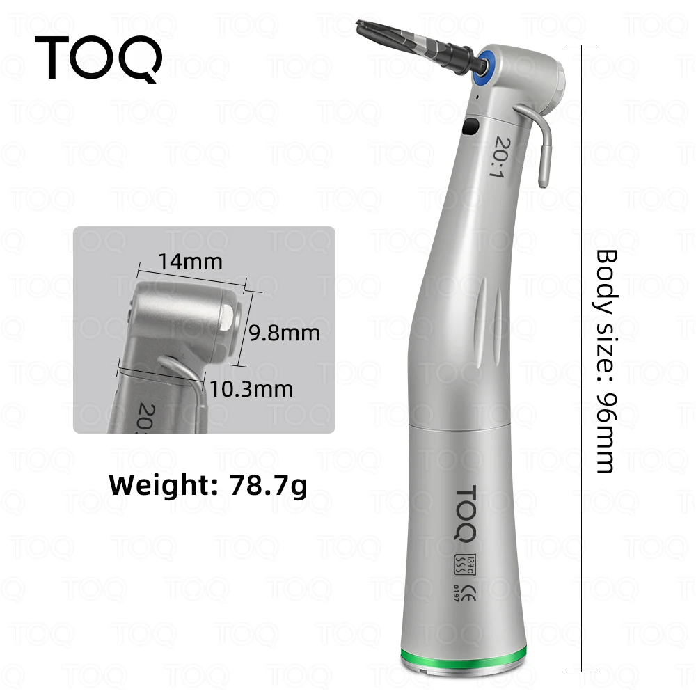 Dental LED Fiber Optic 20:1 Implant Contra Angle Push Button Low Speed Handpiece Dentistry Instruments