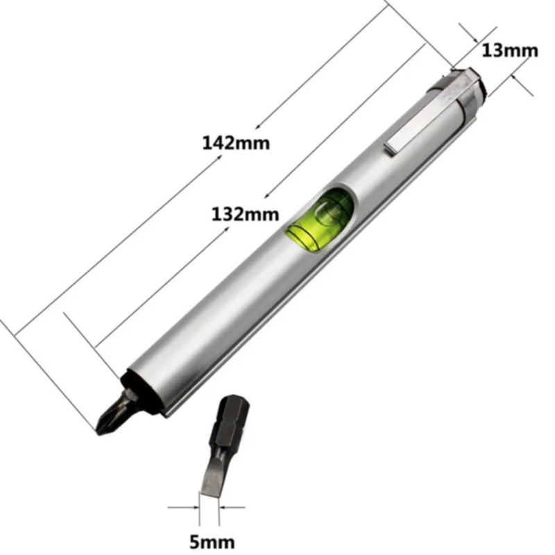Pen Shape Bubble Level Spirit With Magnetic Screwdriver Professional Portable Multifunctional Accurate |