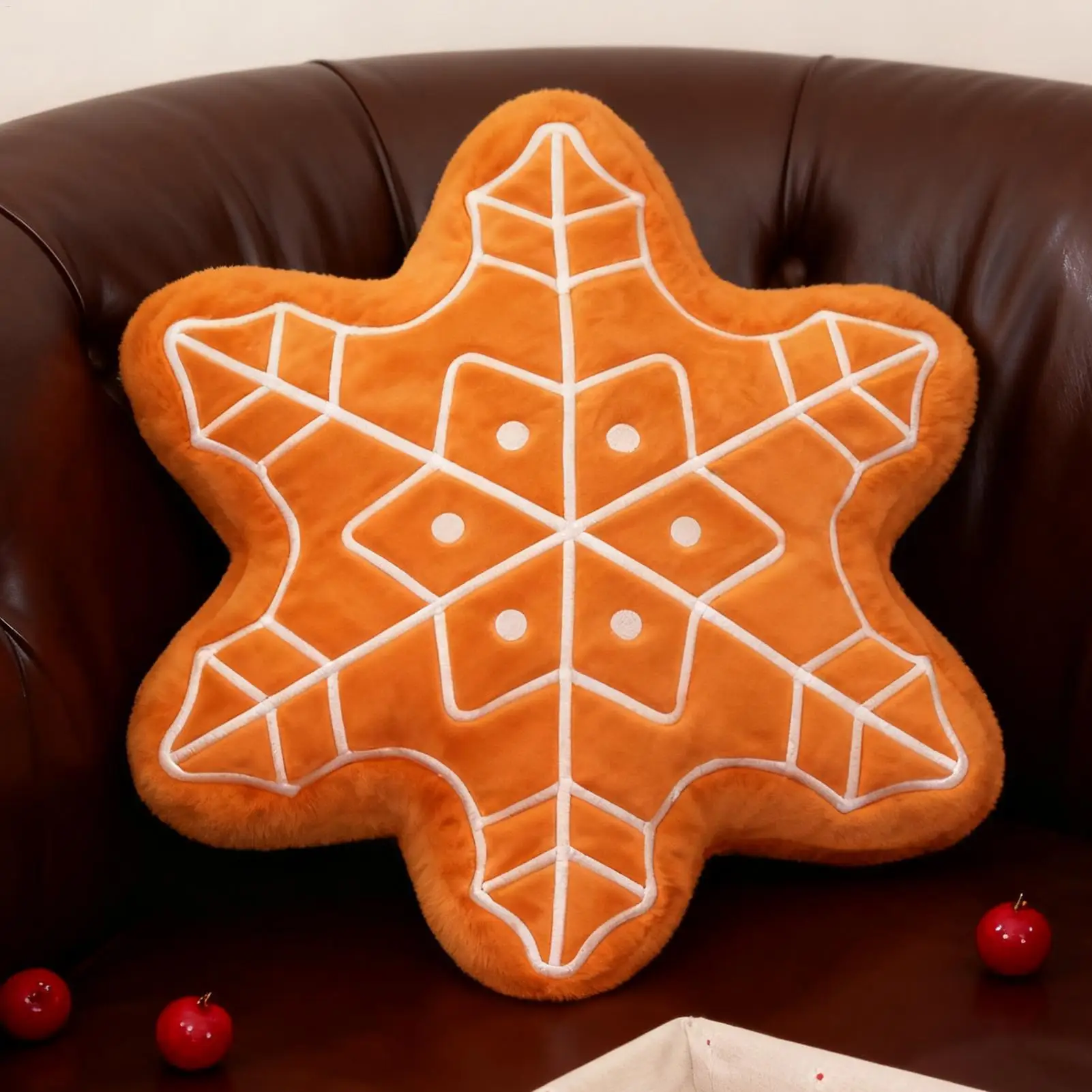 Christmas Throw Pillow Soft Plush Cushion Decorative Gingerbread-Shaped Pillow For Sofa For Sofa Bedroom Dorm Apartment Den Kid
