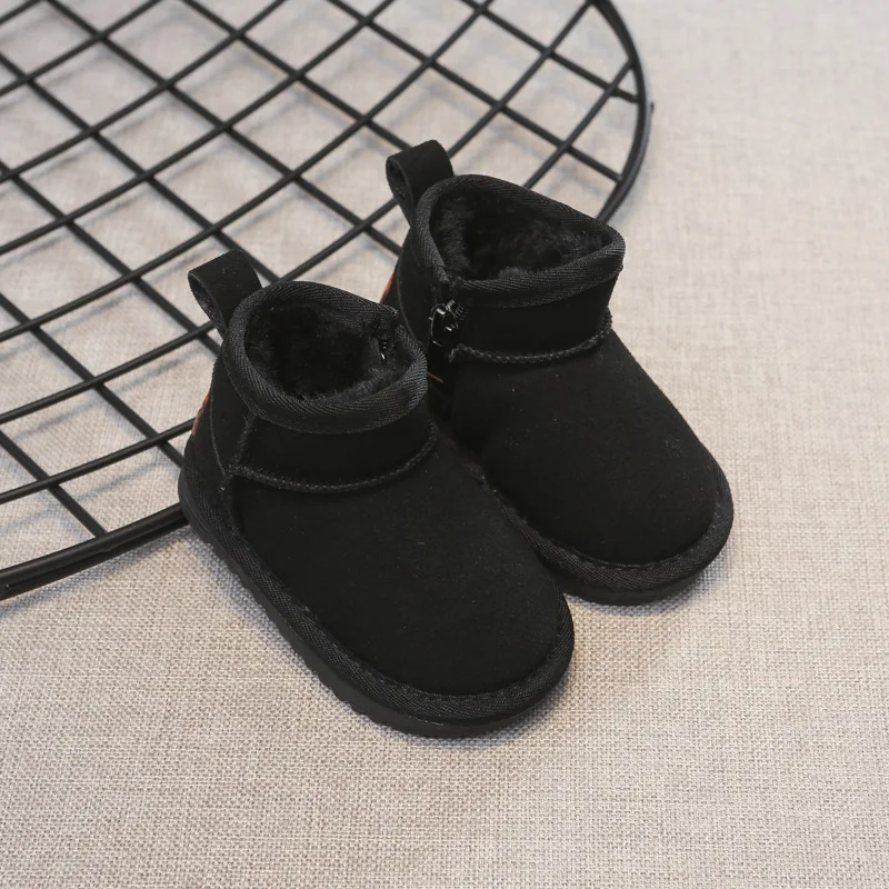 Bottines d'hiver en cuir de qualité pour enfants, garçons et filles, chaudes, semelles souples, antidérapantes, taille 15-30_voghion.com