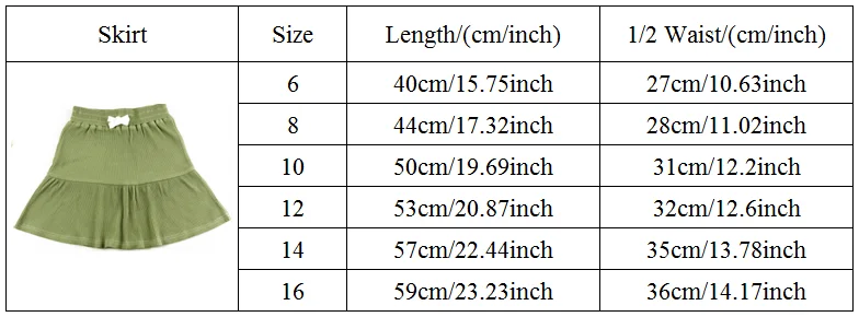 Aa-Mädchen Falten rock elegante gerippte Familie Set Kinder Kleidung Salbei Rock Taille elastischen großen Mädchen Rock – Detail 1