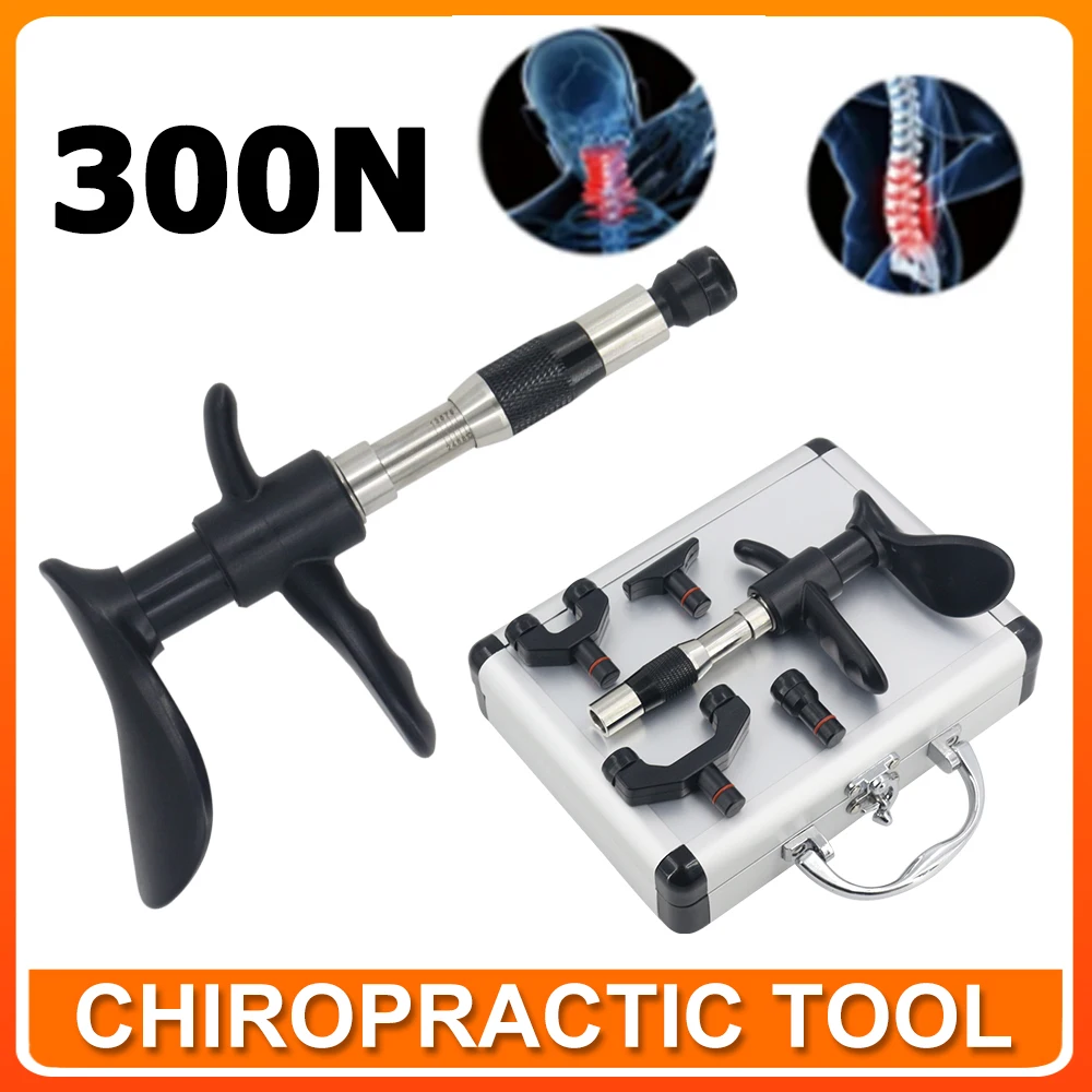 

New Chiropractic Adjusting Tool Four Head Back Massage Gun Spine Adjust Corrector Therapy Spinal Pain Manual Portable Massager