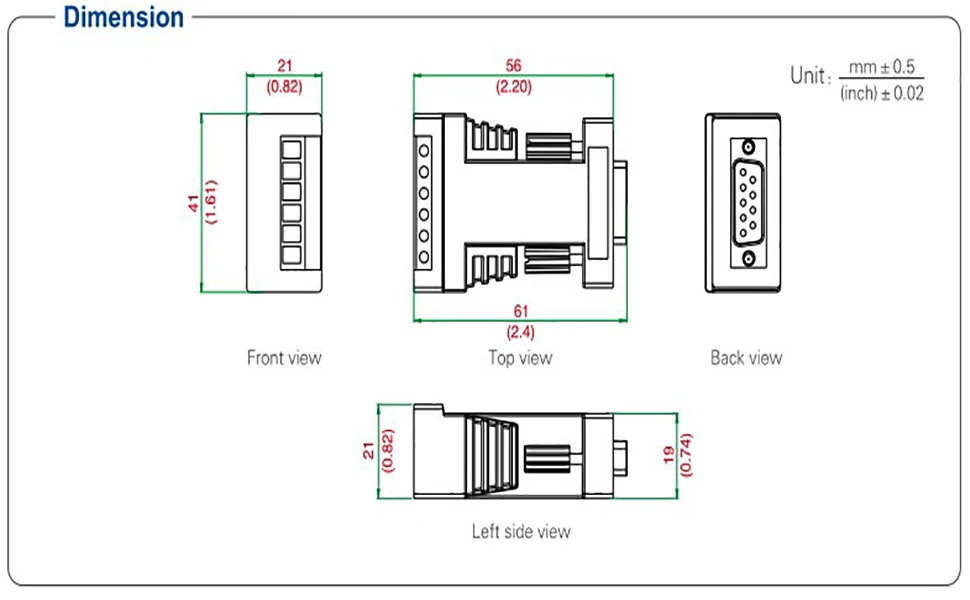RS232 to RS485 RS422 Converter DB9 Female Connector Industrial RS-232 RS-485 RS-
