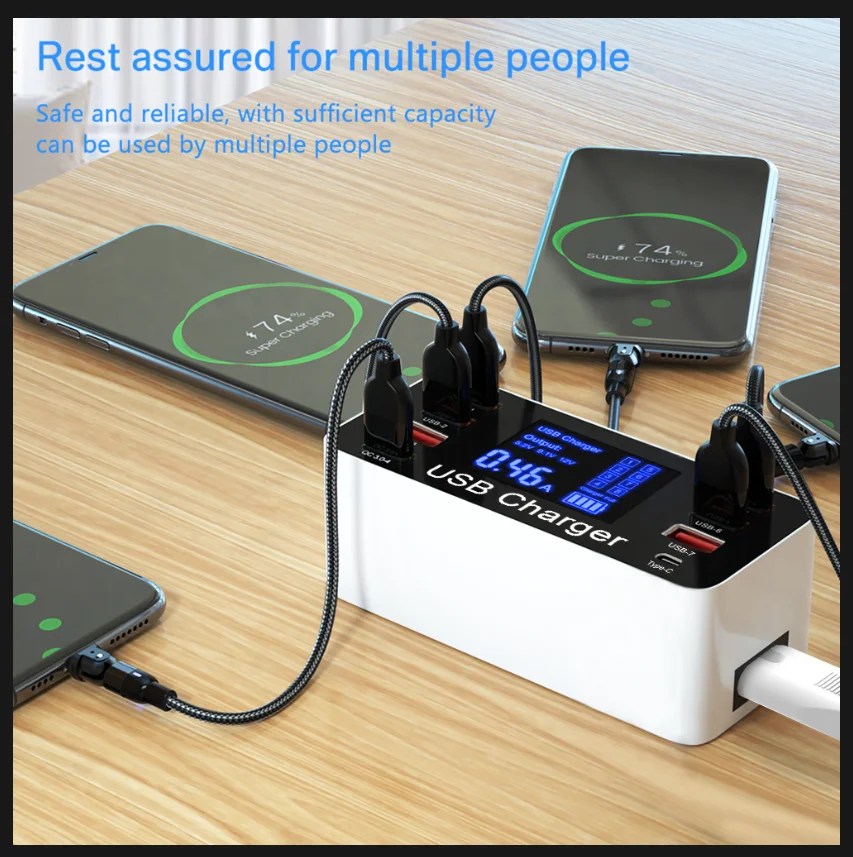 Multi Usb Portas Fast Desktop Hub Carregador de Parede Carga Carga Rápida 3.0 - Imagem 2