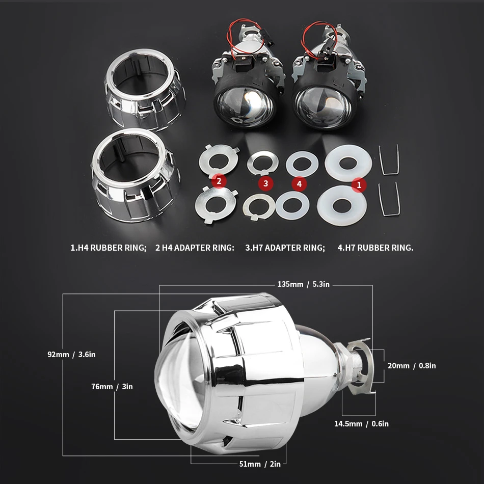 Car Headlight 2Pcs Mini Bi Xenon HID 2.5 inch Fit H4 H7 H11 9005 H8