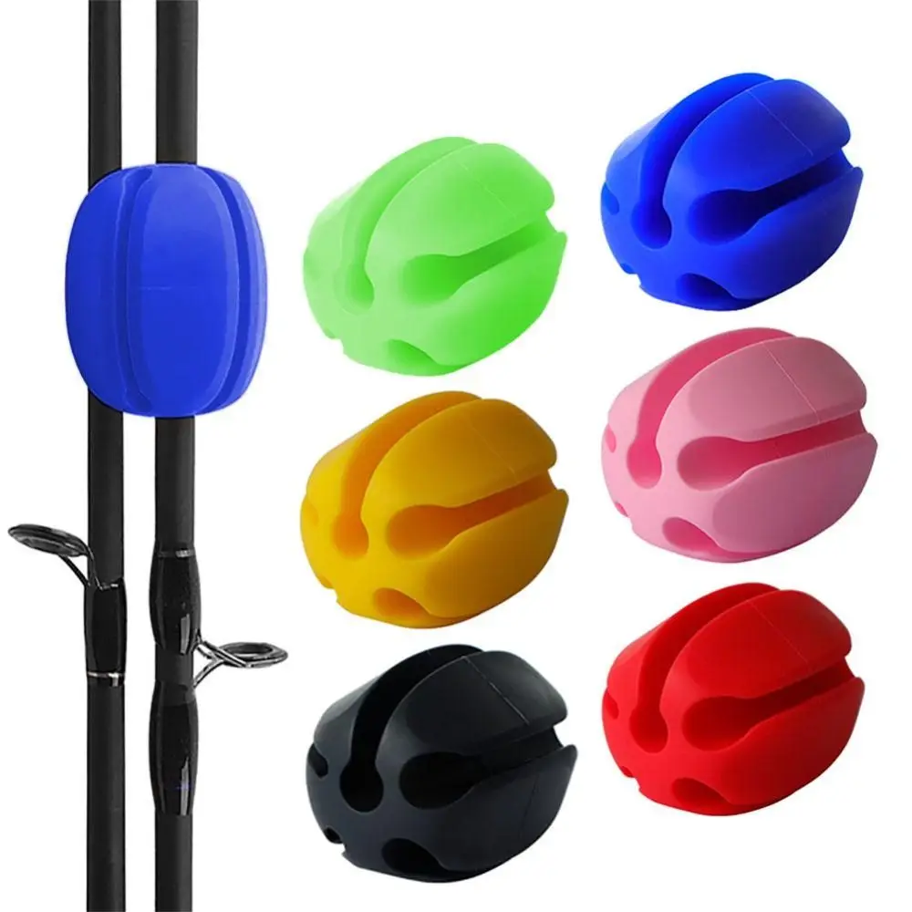 

2PCS Silicone Fishing Rod Holder High Quality Ball 6 Colors Fishing Tackle Ties Lightweight 5 Hole Holder Fishing