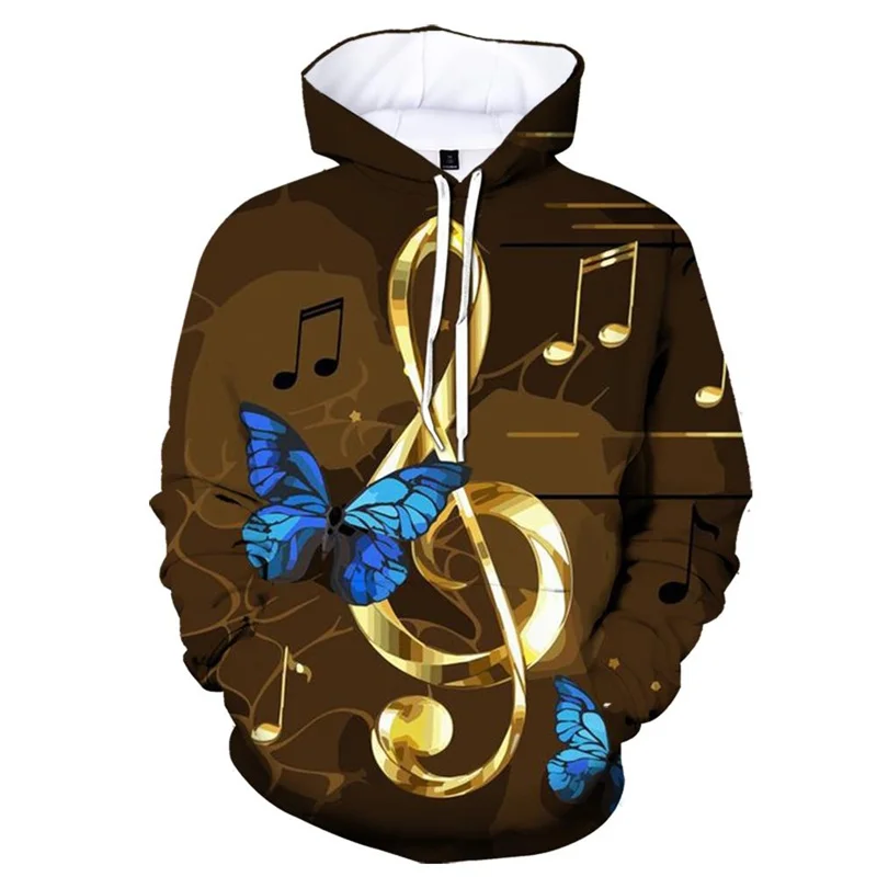 thumbnail image 1 of Sudadera con capucha con estampado 3D de notas musicales divertidas y novedosas para hombre, sudaderas de manga larga de otoño, camisetas casuales, suéteres, ropa, 1 of 5