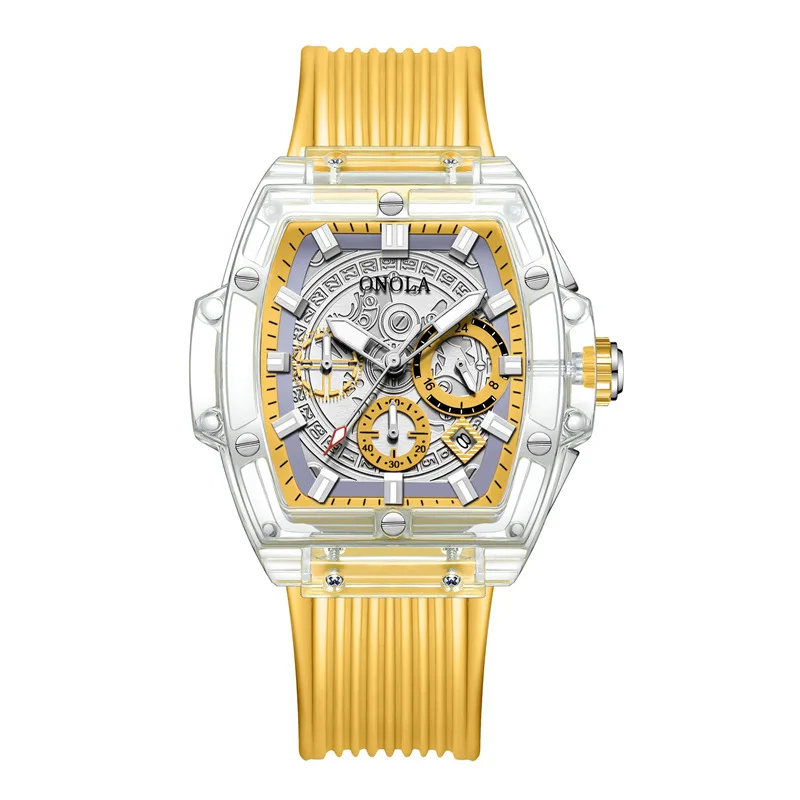 Luxury Watch For Men Military Quartz Sports Wristwatch Luminous Man Watches Transparent Case Male Tonneau Clock Reloj Hombre
