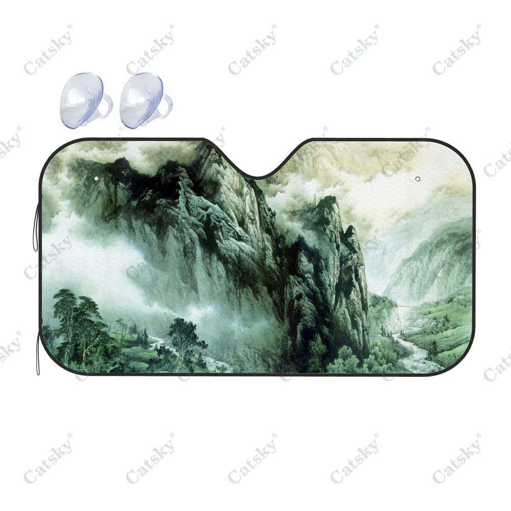 

Mountain Ink Painting Car Auto Accessories Windshield Sunshade Foldable Sunvisor Protect UV Sunshade Visor Shield for SUV Cool