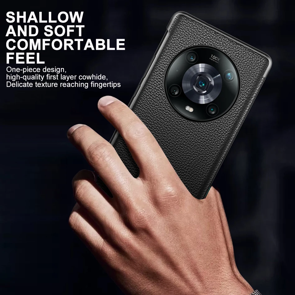 Genuine Leather Flip Cover For Honor Magic 4 Pro Original Mirror Smart Touch View Wake Sleep Up Protection Case for Magic4