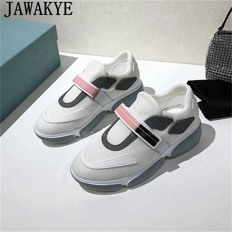 

Multicolour Thick Bottom Lace Up Sport Shoes Women Mesh Breathable Casual Run Flat Shoes Trainers Jogging Sneakers Shoes Woman