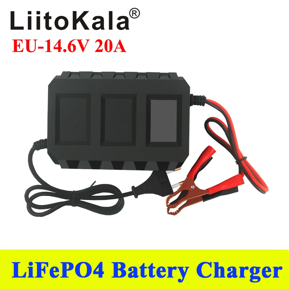 Output 14.6V 20A For 12V 4S lifepo4 Battery Charger with EU US Plug Clips Charge DC Adapter Input 100-240V Clip head 