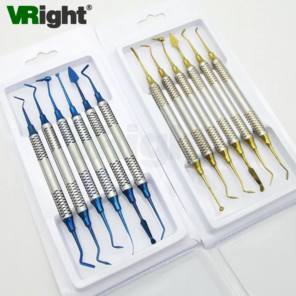 6pcs/set Dental Resin Composite Spatulas Dentistry Filling Titanium