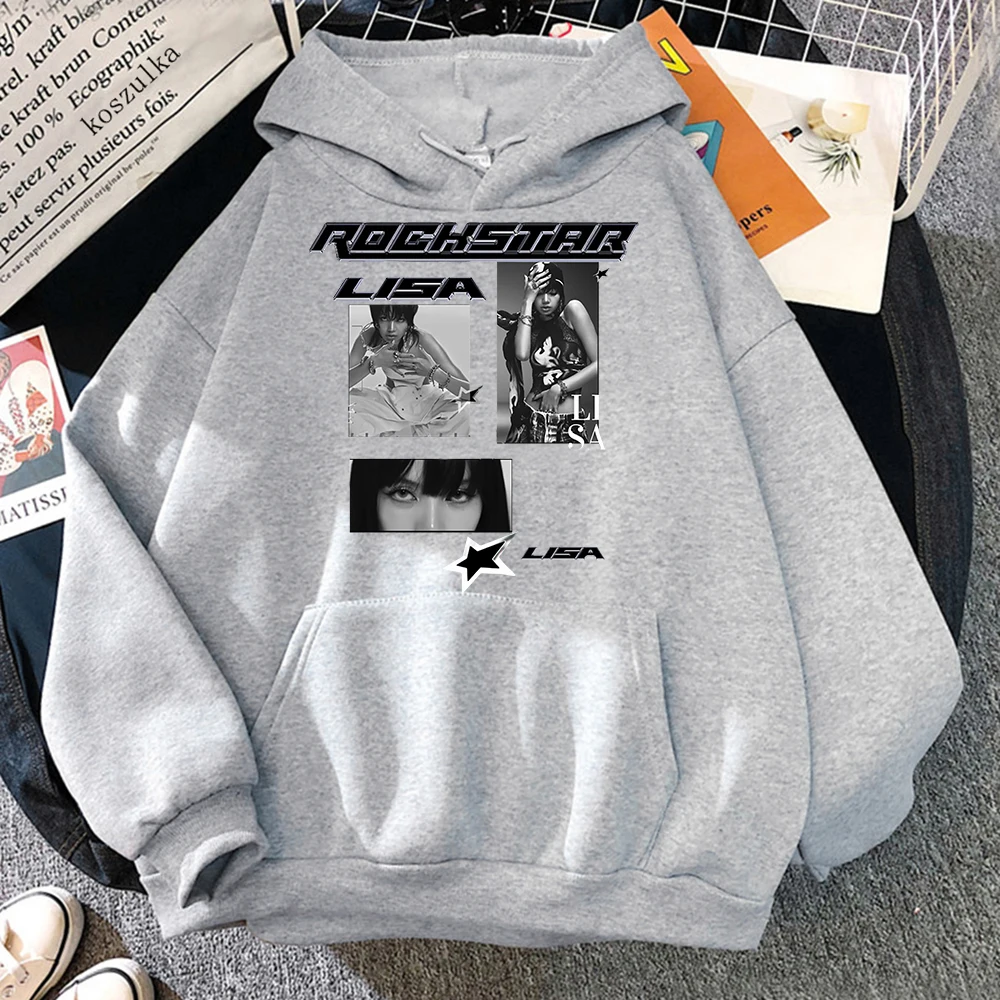 Lisa Rockstar Hoodie Eco Friendly Material Female Idol Fashion Retro Unisex Sweatshirt Autumn Winter Vintage Korea anime hoodie