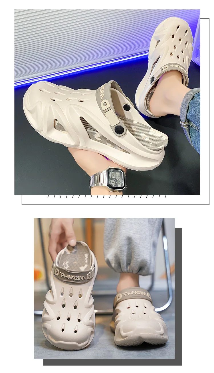 جديد 2025 قباقيب رجالية صنادل صيفية شباشب رياضية شخصية مانعة للانزلاق للشاطئ سميكة القاع نمط جديد أحذية رجالية