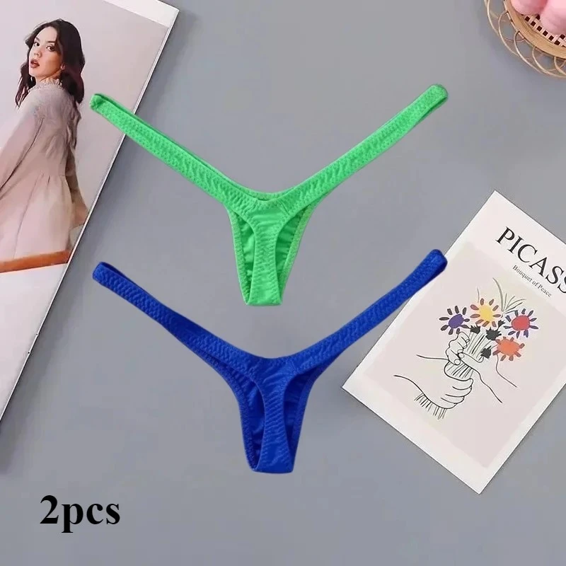 2/4pcs New Deep V Thong Women's Breathable  Line Sexy Hot Waist Mini Panties Bikini Bottom Thongs Female Panty Women Underwear