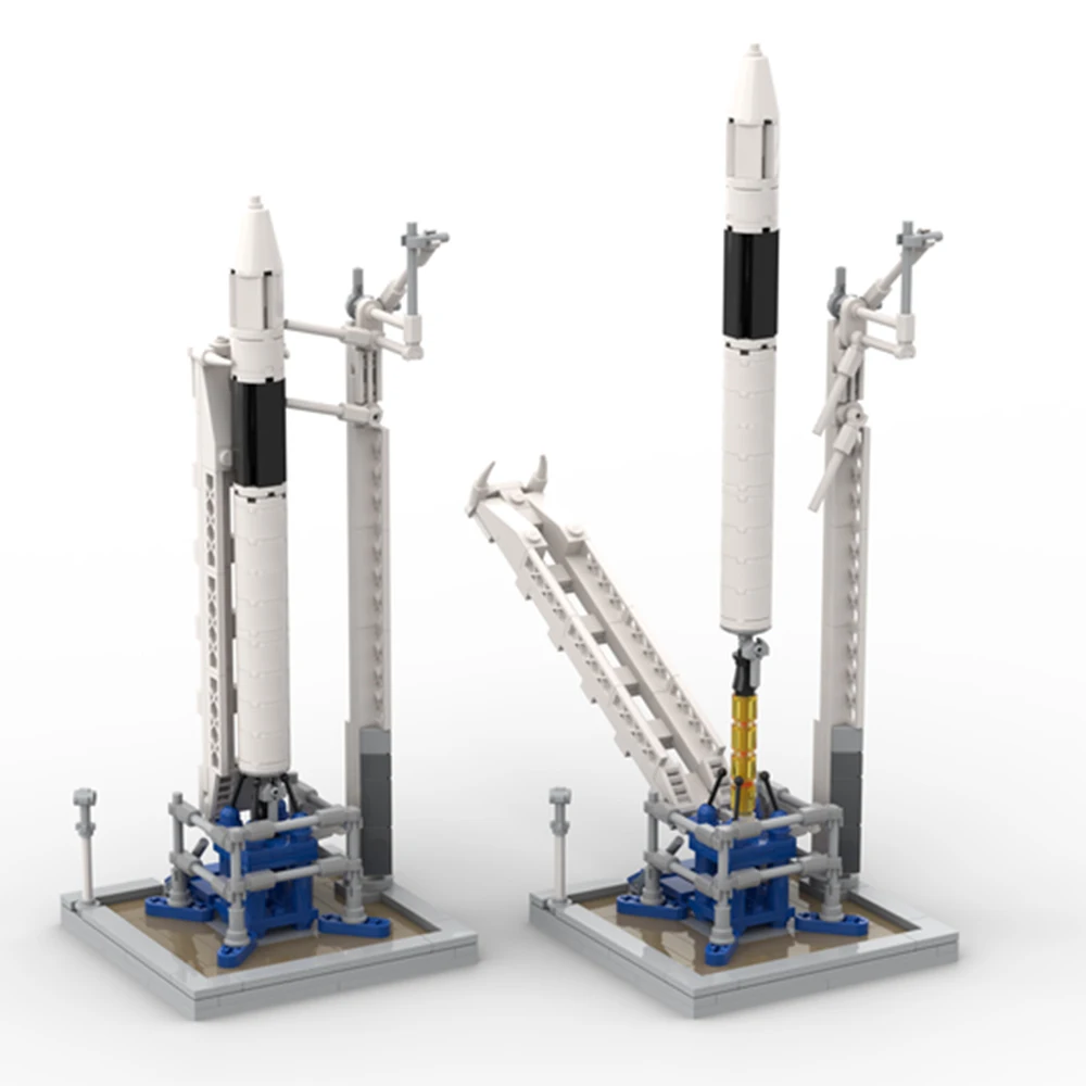 Moc [Saturn V Scale] Spacex Falcon 1 & Launch Pad Building Blocks Set Universe Rocket Artificial Satellite Falcon 9 Vehicle Gift