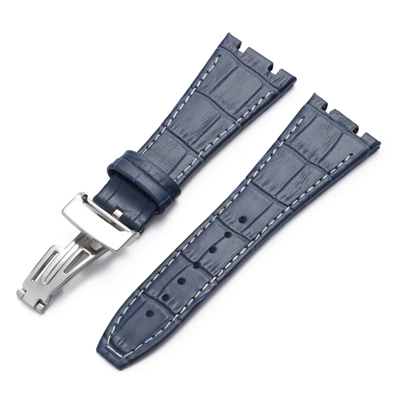 Premium Leather Watchbands - 27mm Cowhide Straps with Folding Buckle