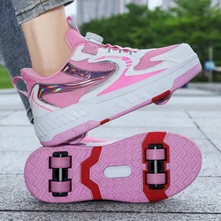 Roller Skate Shoes Boys Fashion Sports Boots 4 Wheels Sneakers Kids Girls Children Birthday Gift Toys Game Footwear