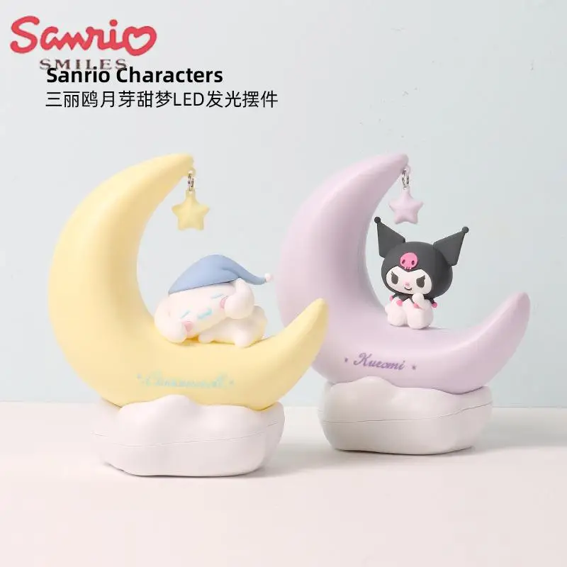 

Kawaii подлинный Sanrio Y2K Cinnamoroll Kuromi аниме Ночная фотография полумесяц прикроватная настольная лампа милая фотография подарок для девушки
