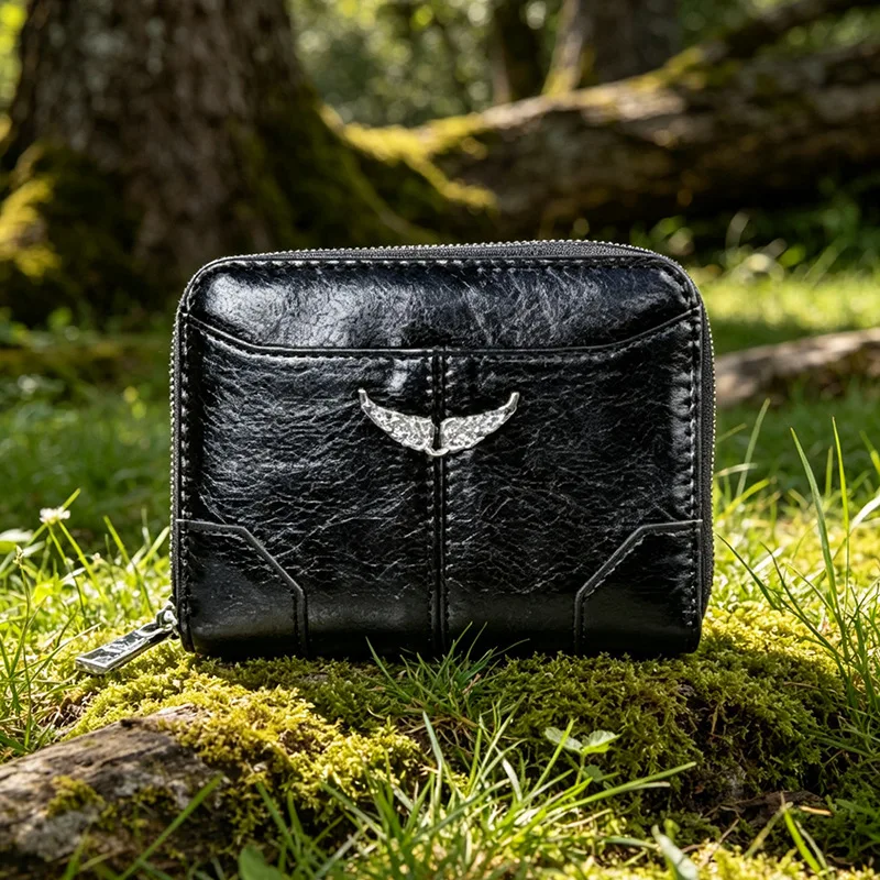 Portafoglio Classico alla Moda Unisex, Semplice ed Elegante Porta Carte in Pelle Bifold, Abbinamento Quotidiano, Pelle Cerata Tinta Unita - immagine 3