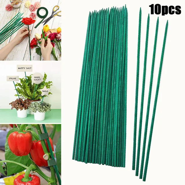 10 Darabos 40 Cm -Es Növény Tét Növényi Gondozás Szerszám Zöld Tartó Botok Virágok Virághoz Udvar Kerti Virágos Tétek