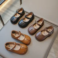 New Children Leather Shoes for Girls Shoes Kids Soft Bottom Anti-skid Outside Walking Shoes Split Toe Prom Party Footwear 1
