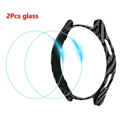2PCS Premium Waterproof Glass Screen Protector & PC Bumper Case Combo for Galaxy Watch 6 40mm (Carbon fiber)