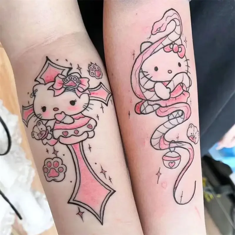 10pcsCuteHelloKittyFlowerArmWaterproofLongLastingTattoo
