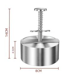 Gourmet Burger Press - Stainless Steel Non-Stick Adjustable Patty Maker for BBQ and Outdoor Cooking (Diameter 8 CM)