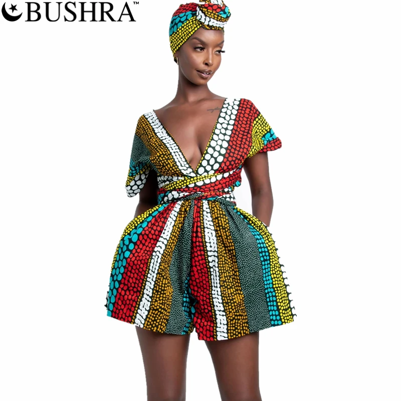 african dress style BUSHRA Women African Indian Dashiki Retro Print Jumpsuit Dress Party Clothes Ankara Kanga Clothing Vintage Vestidos 2022 NEW african traditional attire