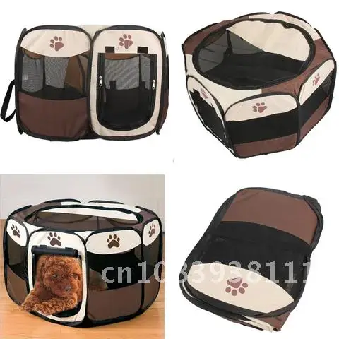 

Pet Cat Dog Tent House Portable Foldable Claw Print Game Safe Guard Playpen Fence Indoor Outdoor Small Medium Animal Cage