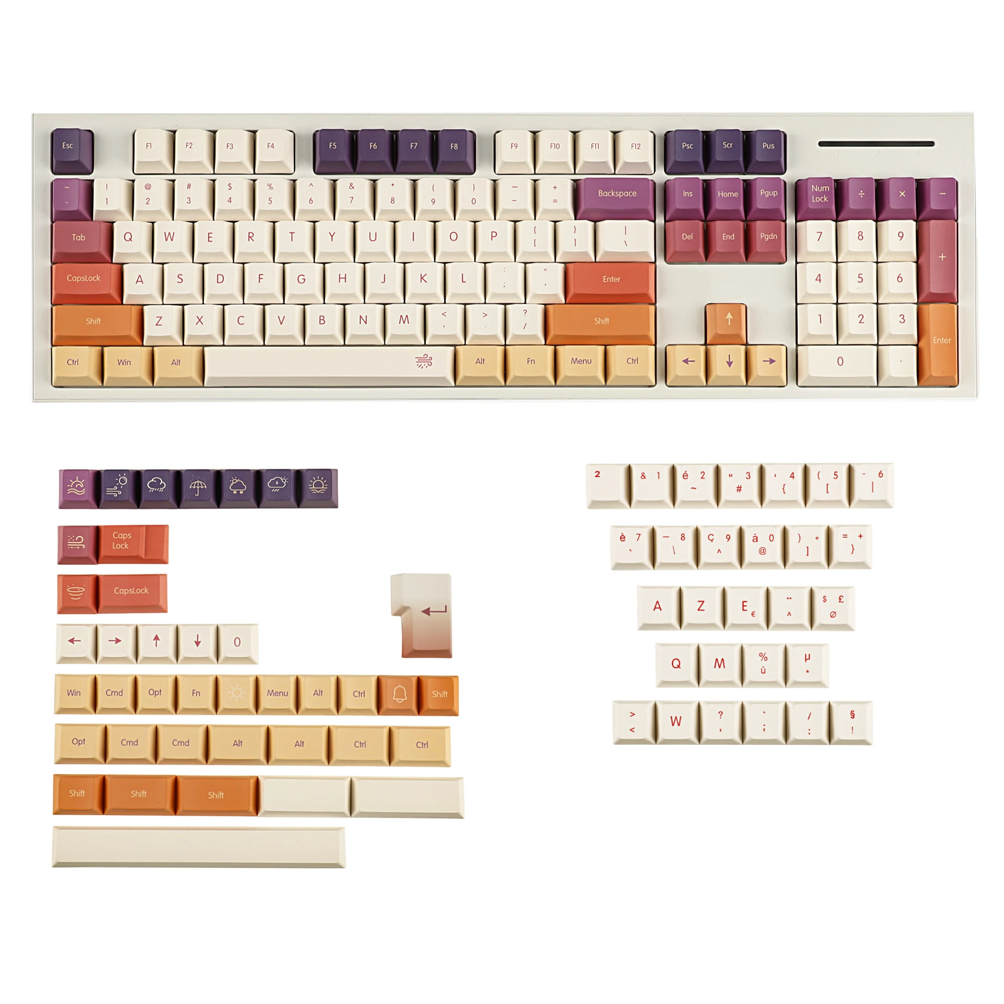 Iso Nuvem Dye Sub Keycaps Grupo 17 mm de Espessura Alemão Francês Grosso Pbt Cherry Keycap Perfil para Qwertz Azerty Teclado mx - Imagem 3