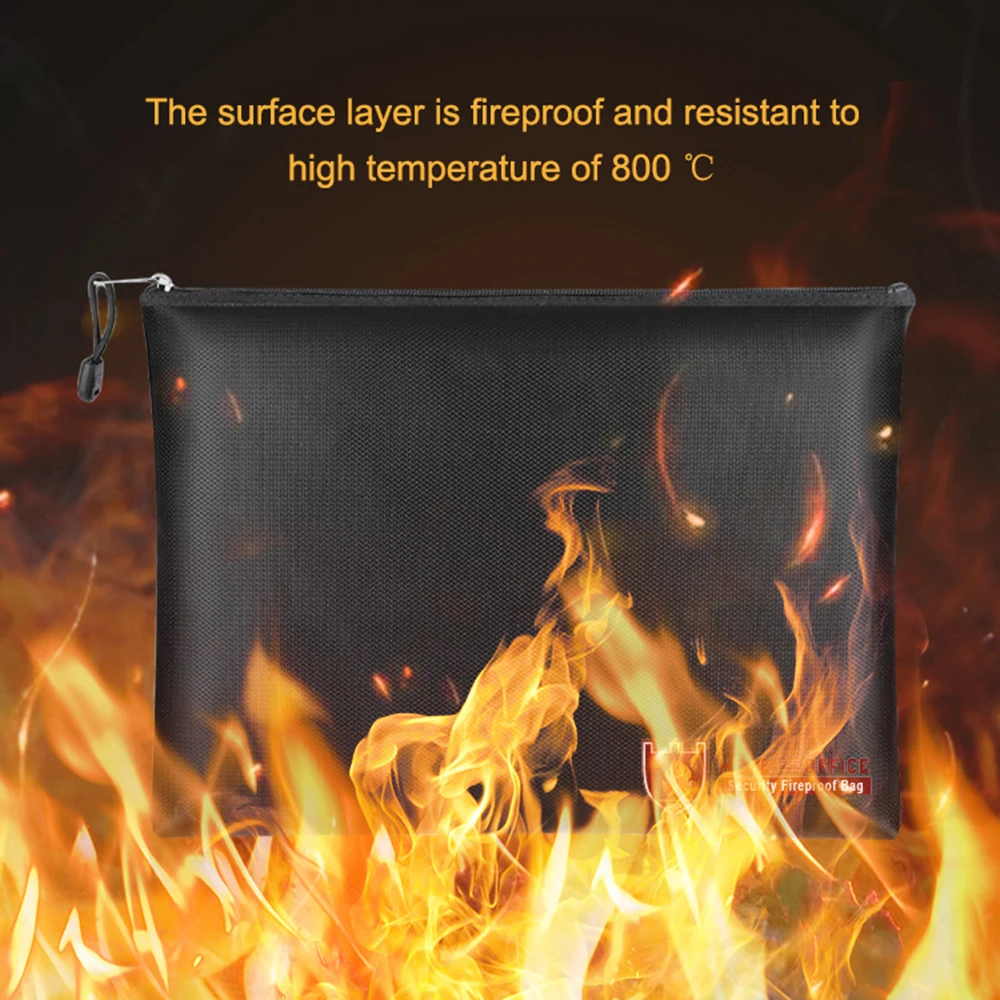 Fireproof Phone Bag Waterproof Safty Money Holder With Zipper For Documents For Storing Passports Bills Id Card & Contracts Dq