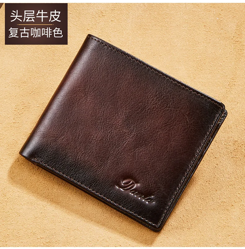 Dante 2023 Men's Leather Wallets RFID Anti-theft Brush Short Clips 100% Head Layer Cowhide Retro Casual Vertical Purse Money Bag
