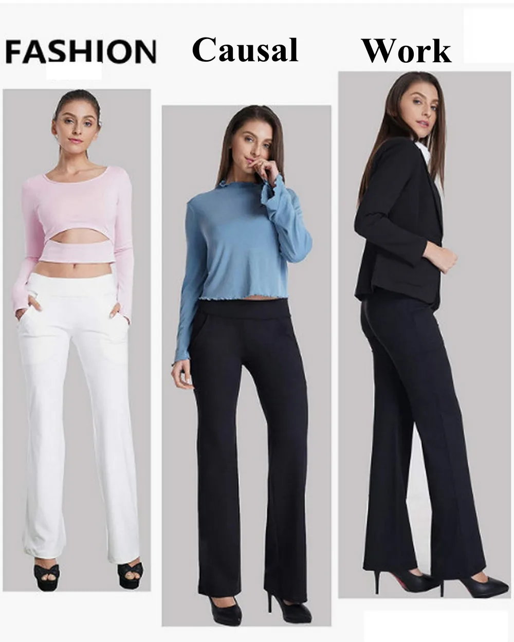 Flare Dress Pants for Women Work Casual Office Tummy Control Business  Casual 4 Way Stretch Pants Work Casual Bell Bottom - AliExpress