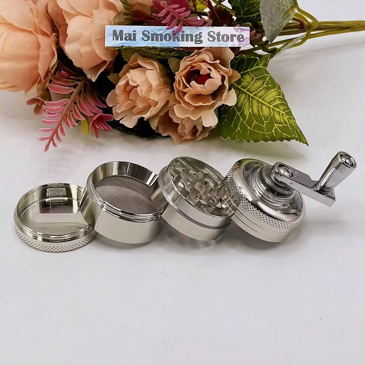1.6inch Metal Handle Herb Grinder 4-layer Manual Spice Mill Pepper Salt Mortar Raw Grass Tobacco Grinder Cigarette Kitchen Tool salt and pepper grinder,nut spice grinder,herb grinder,pepper grinder,herb spice grinder