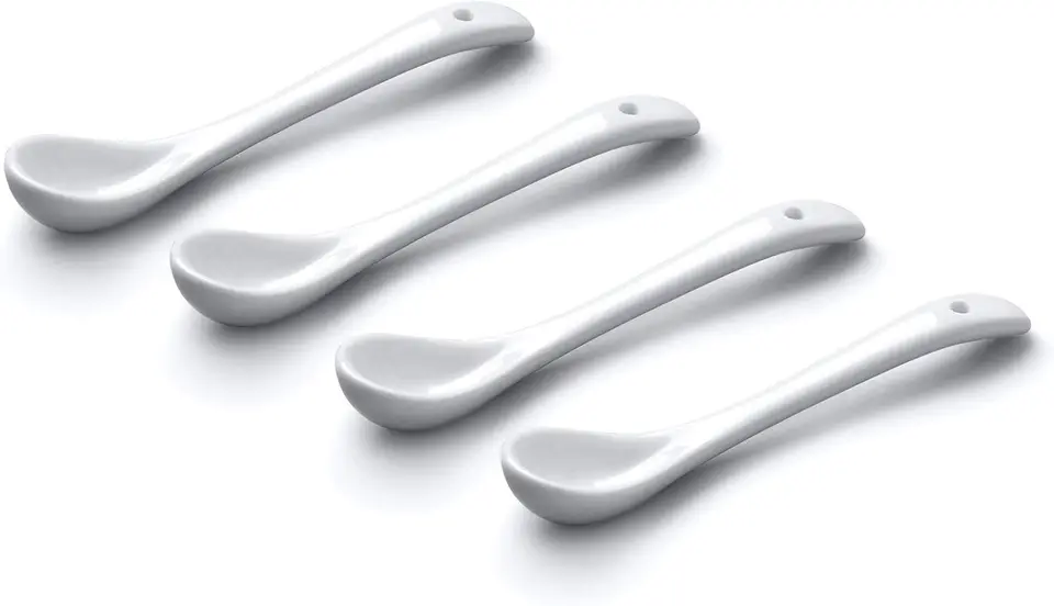 Set of 4 Traditional Porcelain Condiment Spoons