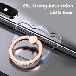 Elegant Diamond Inlaid Rotating Phone Holder with Ultra - thin Design and Strong Adhesive (Rose Gold Bear)