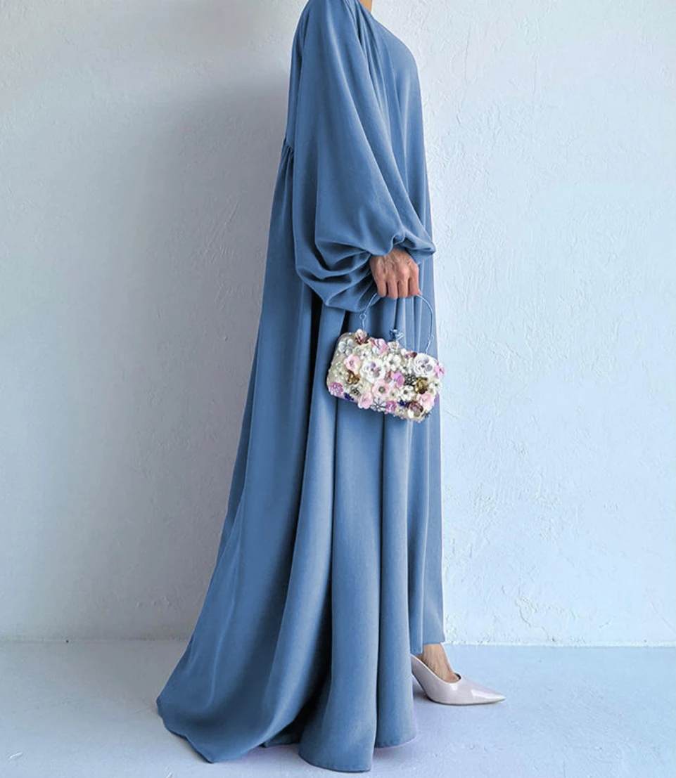 S21506ca7338b43aeacfbc0676e5a02ben kebaya Ramadan Elegant Solid Two-piece Set Dress, Open Front Coverup and Tie Waist Abayas Outfits, Islam Women's Clothing Mallzona