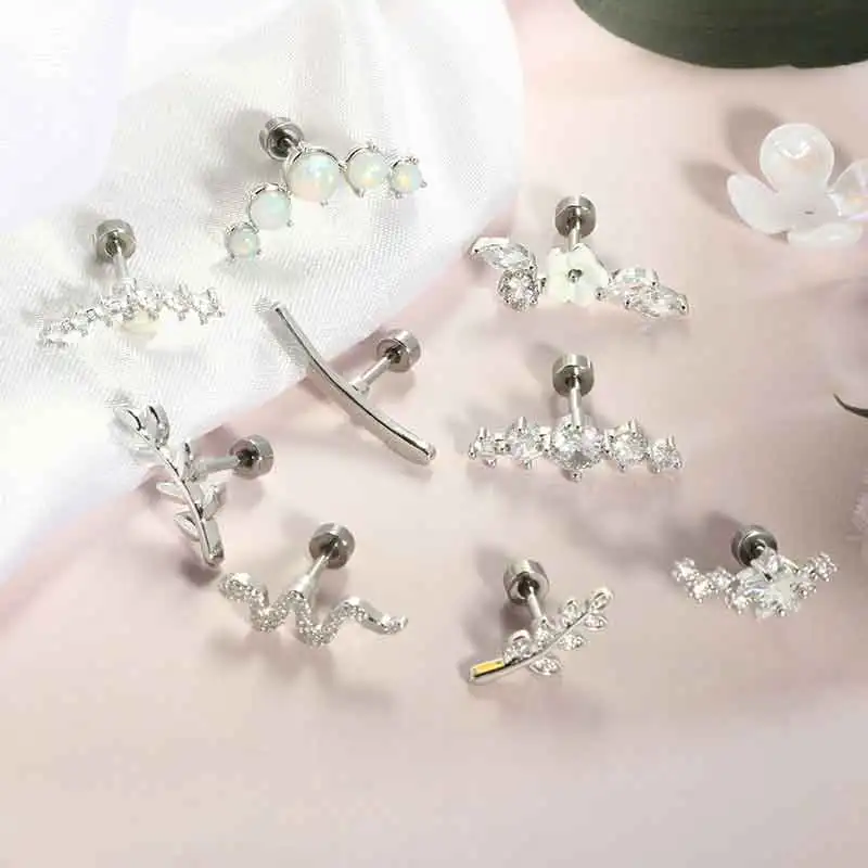 1pc  Flatback Stainless Steel Stud Earrings For Women Heart Screw Back Earrings Cartilage Earrings Sleep Hypoallergenic Earrings