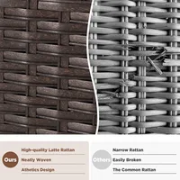 3 Piece Outdoor Swivel Chair Set, Wicker Patio Bistro Set with Thickened 25D Cushions and Glass Coffee Table, Patio Furniture C 6