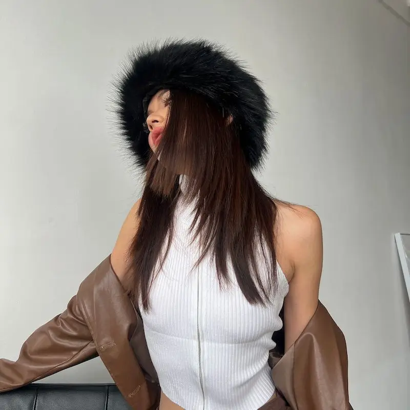 Winter Hat For Women's High Quality Imitation Mink Fur Thickened Warm Pullover Beanie Fashion Y2K Same Style Plush Flat Cap 2