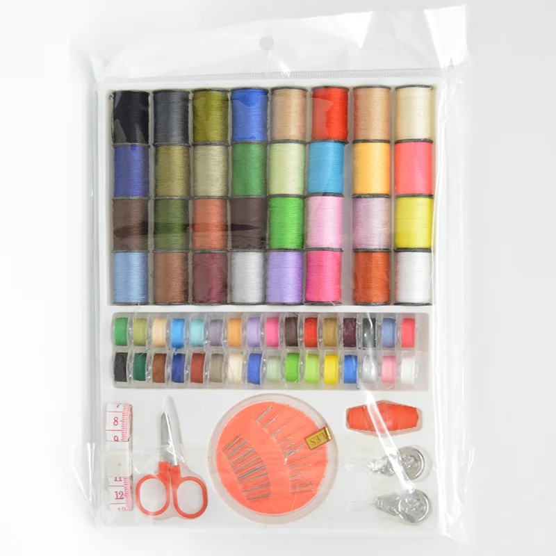 64 Spools Craft Scissor Stitches Needles Tools Sewing Machine Accessories Multicolor Sewing Threads Sewing Tools Kit Sewing Box - 2